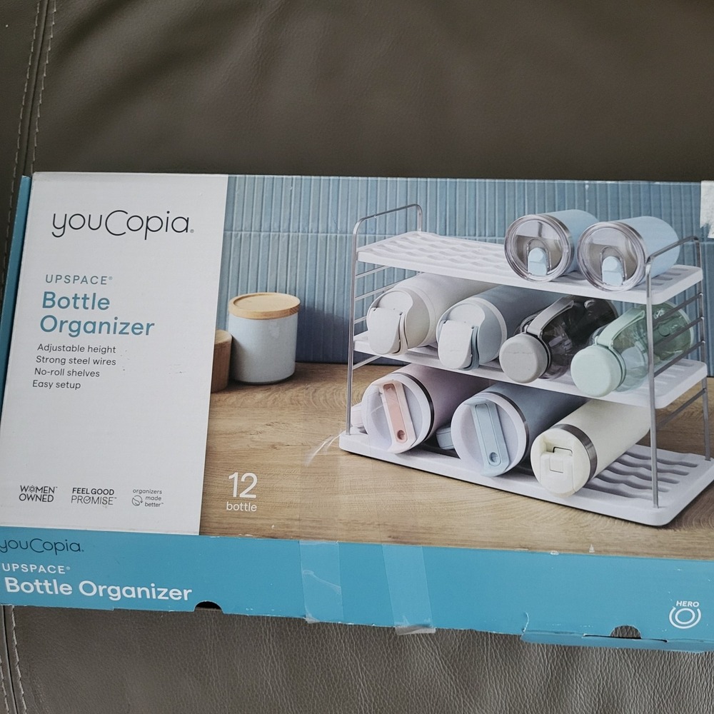 Youcopia 12 Bottle Tumbler Holder Organizer Storage Shelf  White Upspace